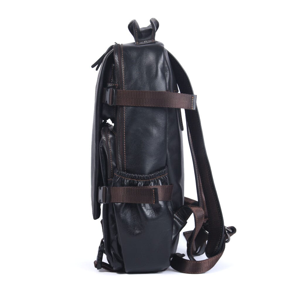 Theo | Schwarzer Laptop-Rucksack aus Leder
