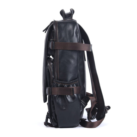 Theo | Schwarzer Laptop-Rucksack aus Leder
