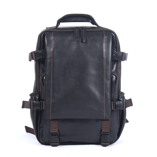 Theo | Schwarzer Laptop-Rucksack aus Leder