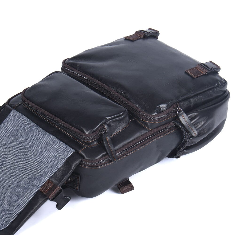 Theo | Schwarzer Laptop-Rucksack aus Leder