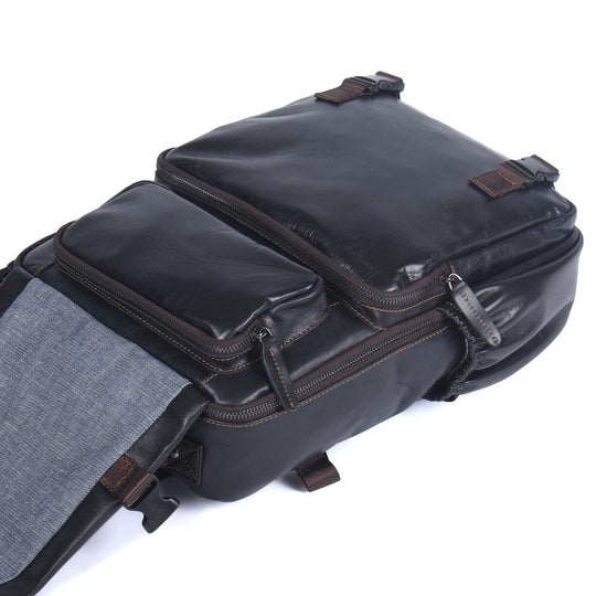 Theo | Schwarzer Laptop-Rucksack aus Leder