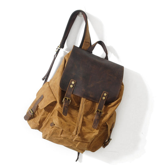 Arven | Vintage-Wanderrucksack aus gewachstem Canvas und Leder