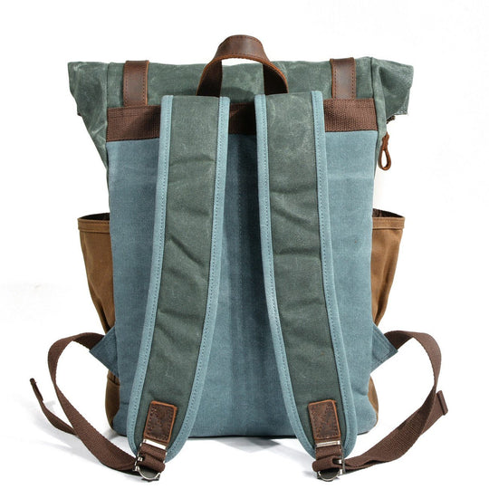 Eira | Vintage-Rucksack aus gewachstem Canvas mit Rollverschluss