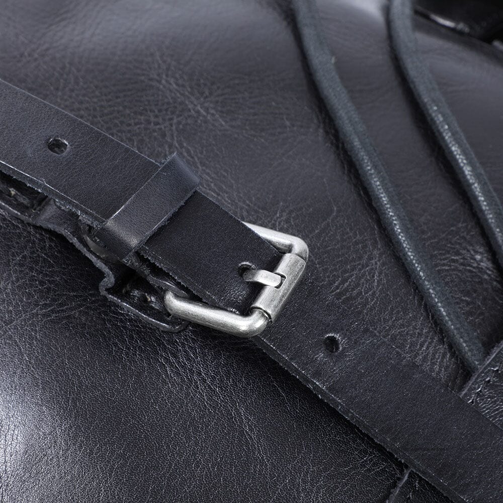 Cael | Schwarzer Lederrucksack mit Kordelzug