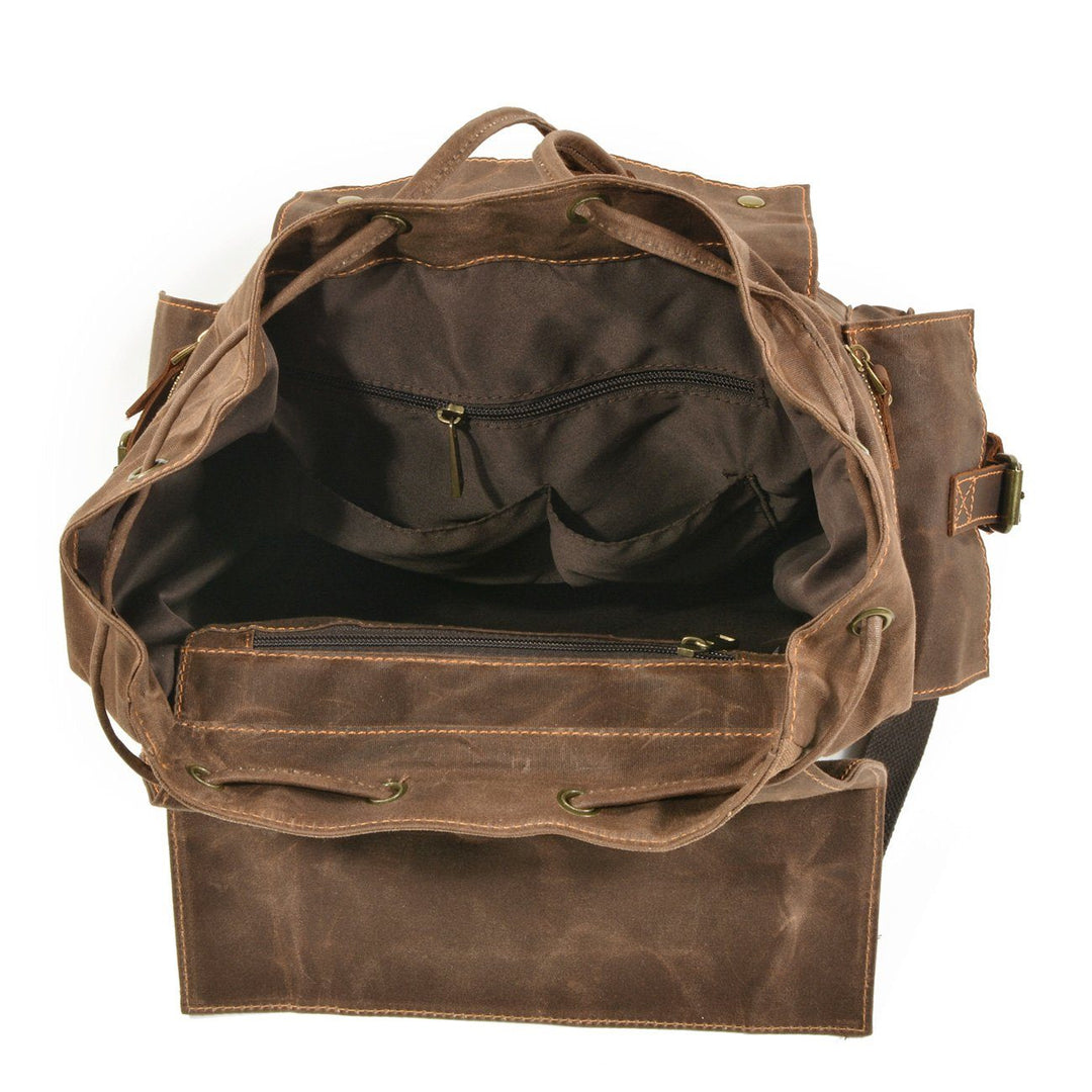 Kaelen | Vintage-Rucksack aus gewachstem Canvas & Leder