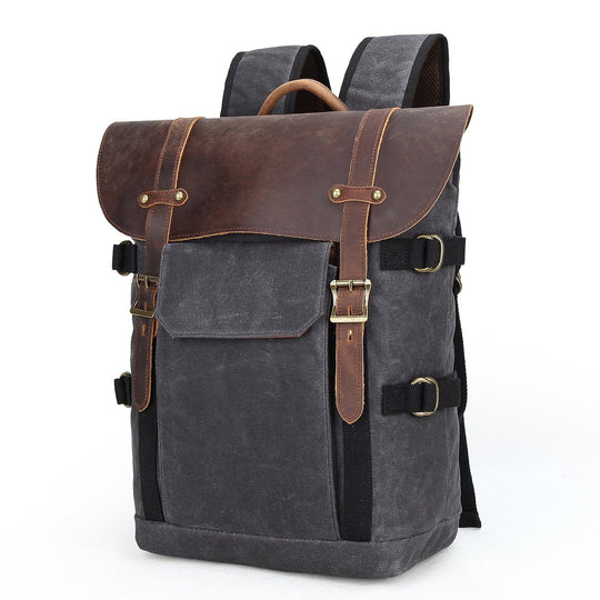 Caelen | Vintage-Kamerarucksack aus gewachstem Canvas und Leder