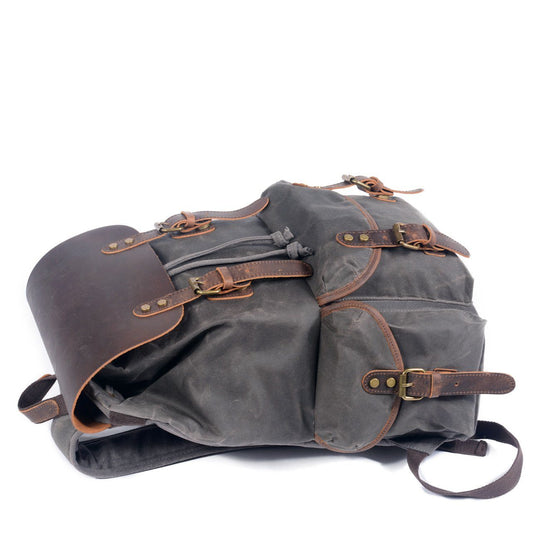 Ravn | Vintage-Rucksack aus gewachstem Canvas und Leder