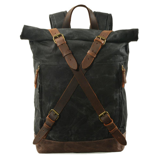 Lennox | Robuster Rolltop-Rucksack aus Canvas und Leder