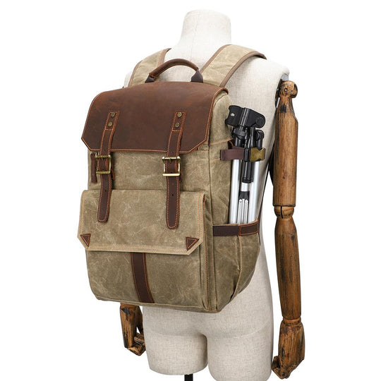 Thalen | Vintage-Rucksack aus gewachstem Canvas und Leder für Kameras