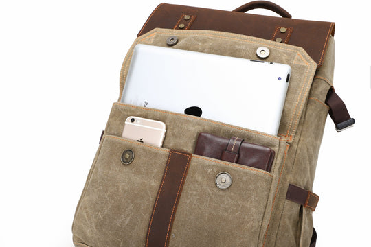Thalen | Vintage-Rucksack aus gewachstem Canvas und Leder für Kameras
