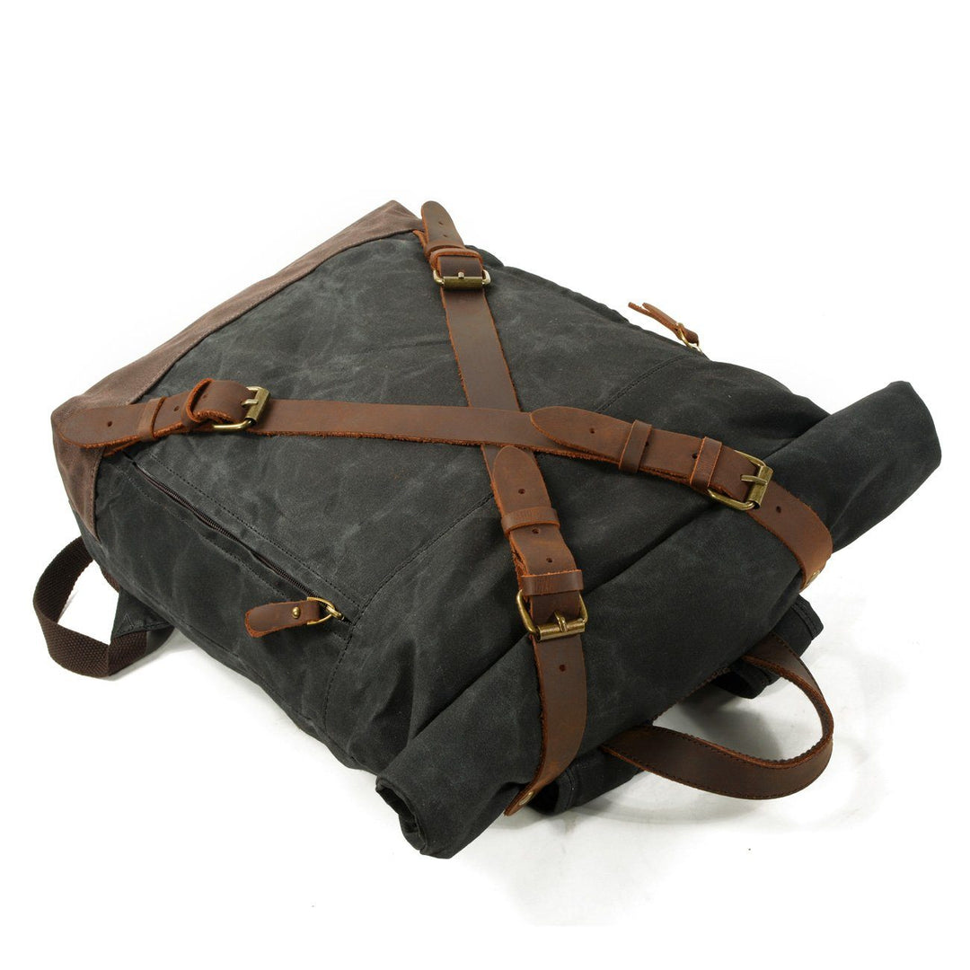 Lennox | Robuster Rolltop-Rucksack aus Canvas und Leder