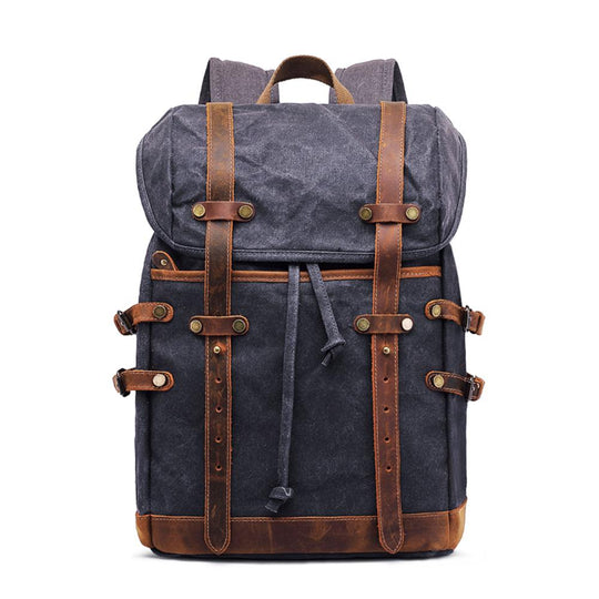 Elandor | Vintage-Rucksack aus gewachstem Canvas und Leder