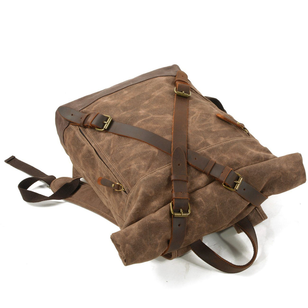 Lennox | Robuster Rolltop-Rucksack aus Canvas und Leder