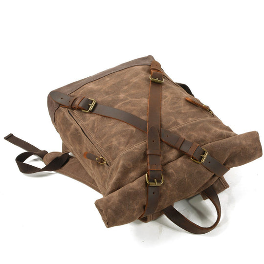 Lennox | Robuster Rolltop-Rucksack aus Canvas und Leder