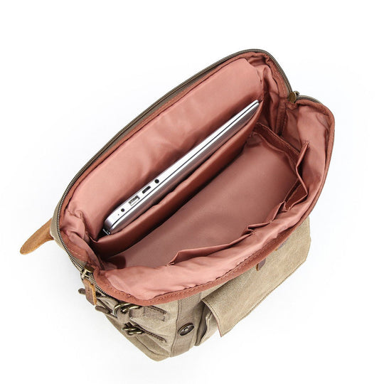 Caelen | Vintage-Kamerarucksack aus gewachstem Canvas und Leder