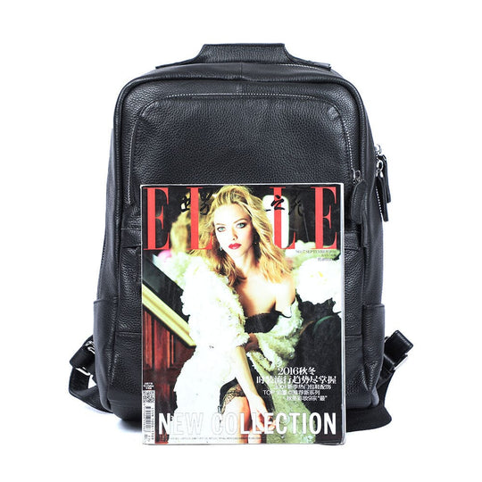 Niko | Schwarzer Leder-Laptop-Rucksack