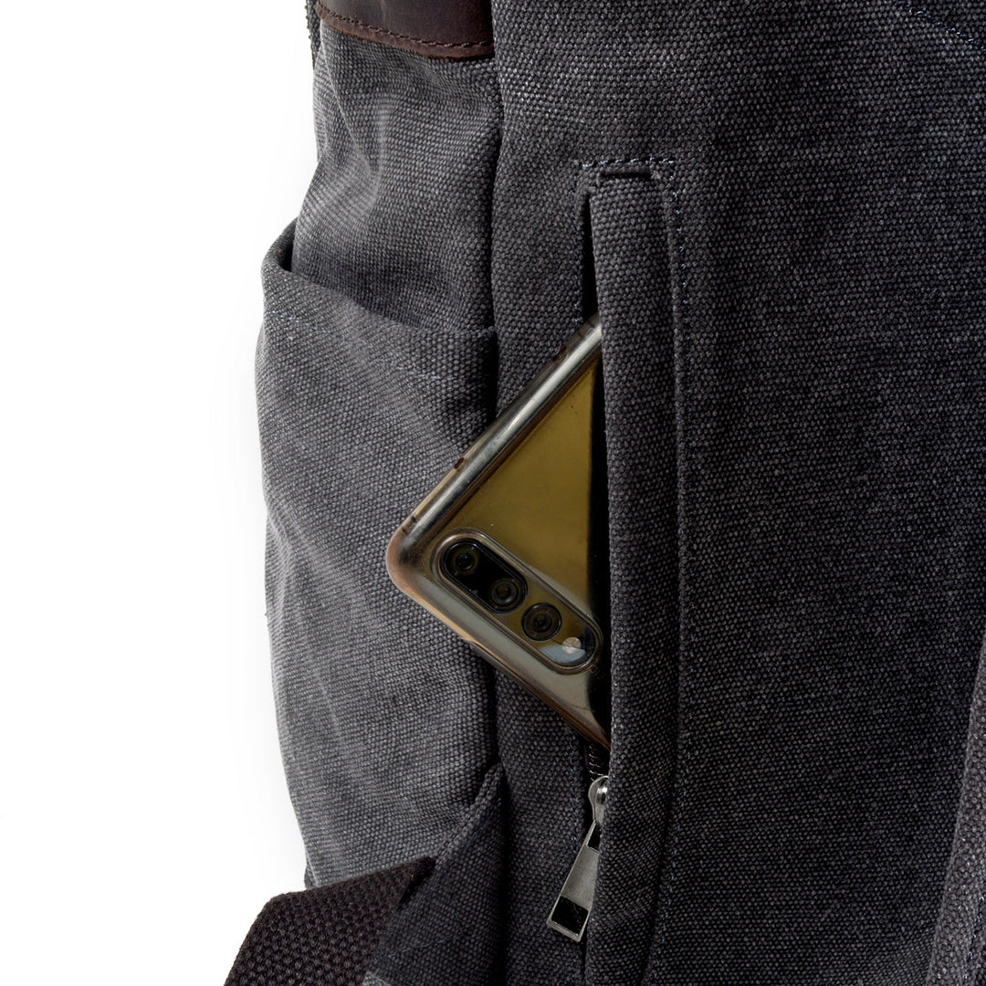 Sorelle | Vintage-Laptop-Rucksack aus gewachstem Canvas und Leder