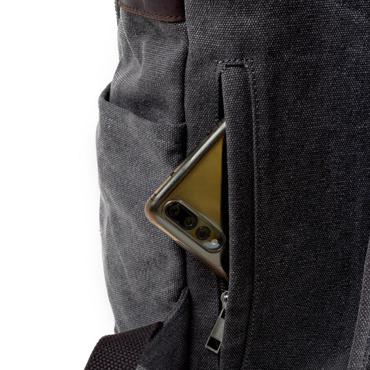 Sorelle | Vintage-Laptop-Rucksack aus gewachstem Canvas und Leder