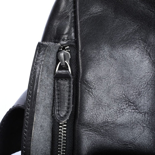Cael | Schwarzer Lederrucksack mit Kordelzug