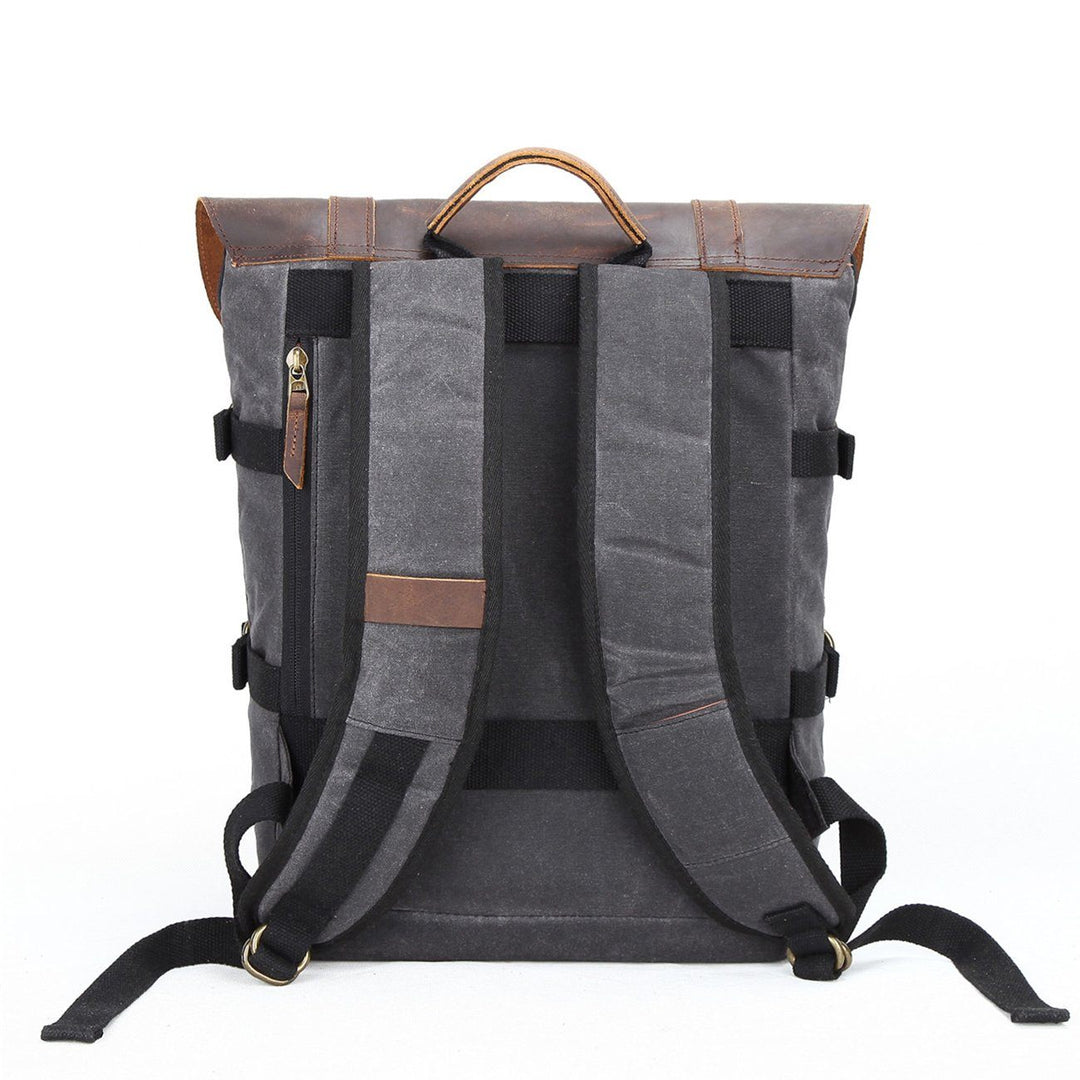 Caelen | Vintage-Kamerarucksack aus gewachstem Canvas und Leder