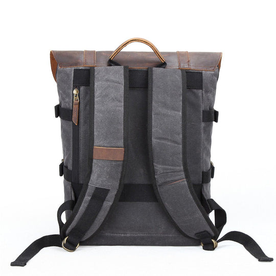 Caelen | Vintage-Kamerarucksack aus gewachstem Canvas und Leder
