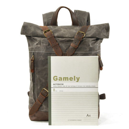 Lennox | Robuster Rolltop-Rucksack aus Canvas und Leder