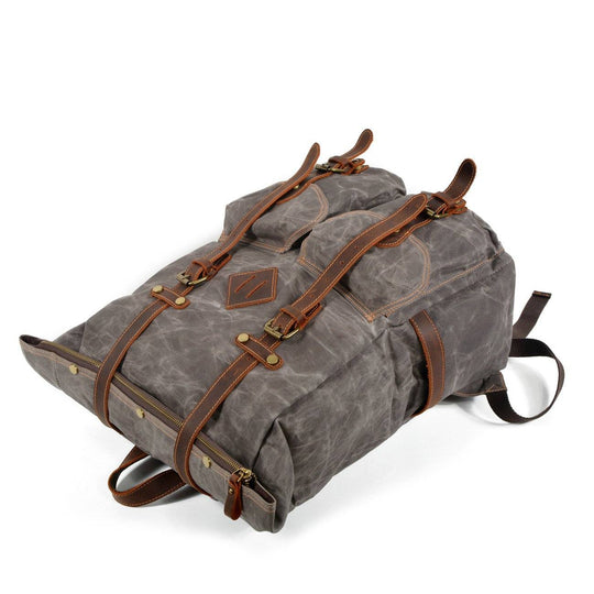Elric | Vintage-Rucksack aus gewachstem Canvas und Leder