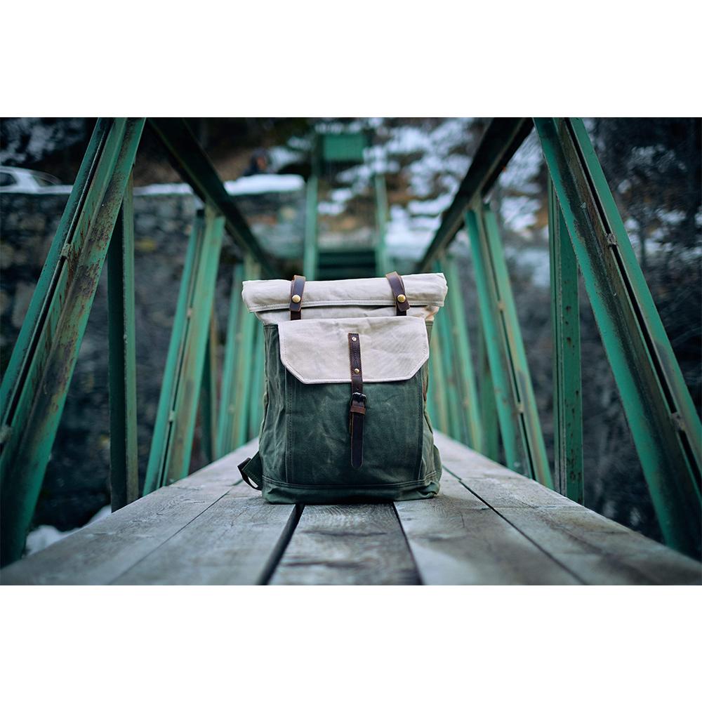 Arvik | Vintage Rolltop-Rucksack aus gewachstem Canvas