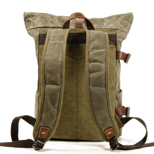 Vetra | Minimalistischer Rolltop-Rucksack aus gewachstem Canvas