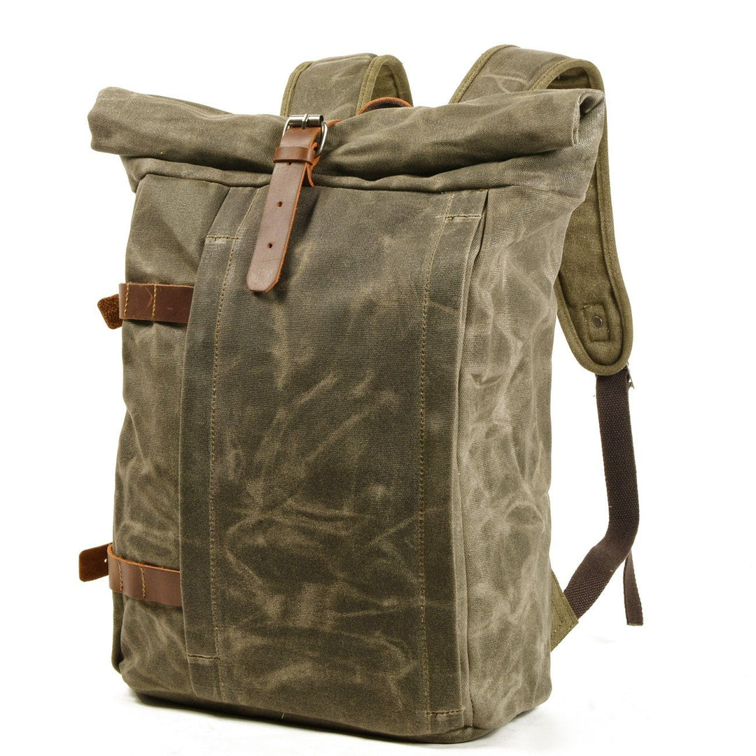 Vetra | Minimalistischer Rolltop-Rucksack aus gewachstem Canvas