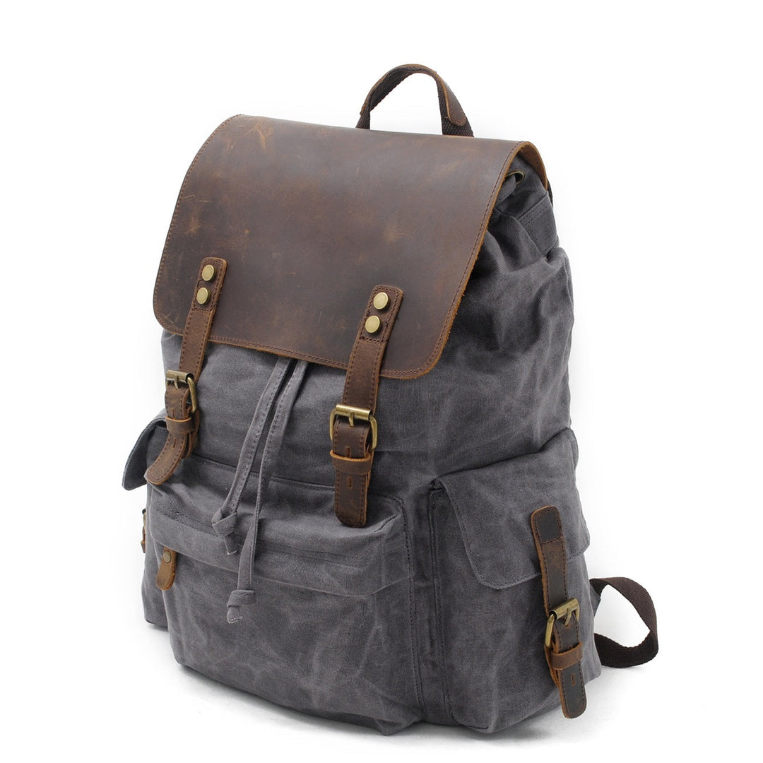 Arven | Vintage-Wanderrucksack aus gewachstem Canvas und Leder