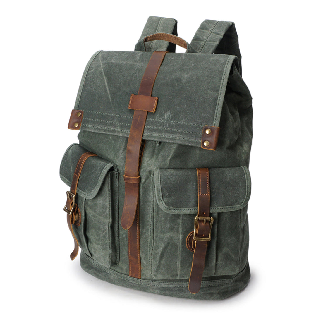 Edric | Vintage-Rucksack aus gewachstem Canvas und Leder