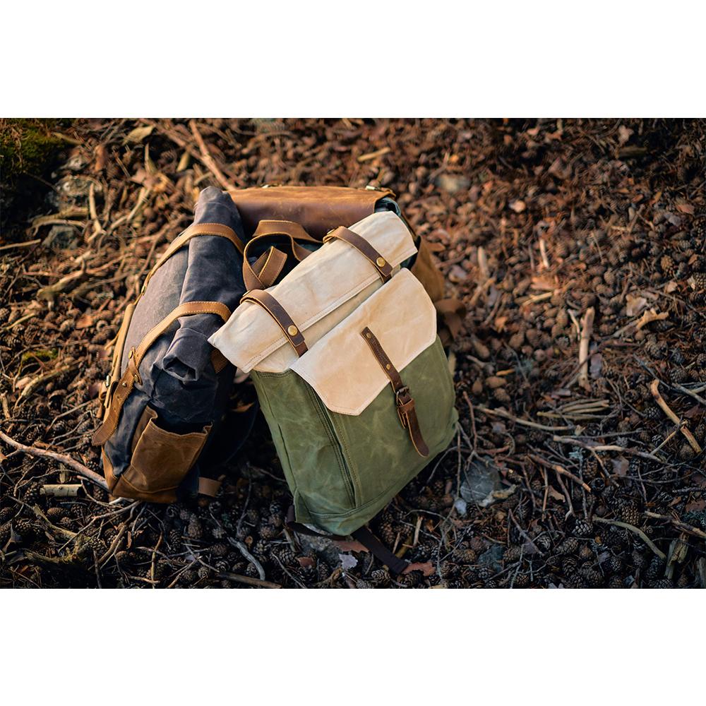 Arvik | Vintage Rolltop-Rucksack aus gewachstem Canvas