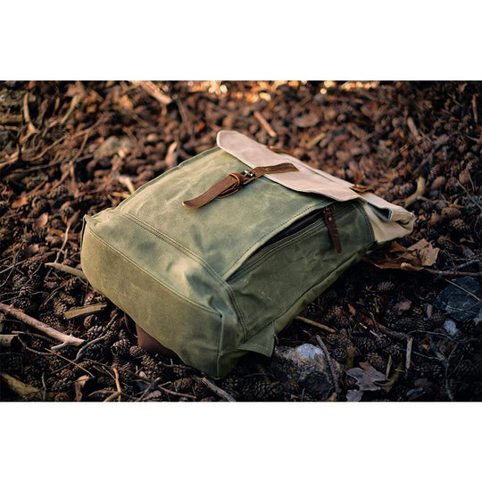 Arvik | Vintage Rolltop-Rucksack aus gewachstem Canvas