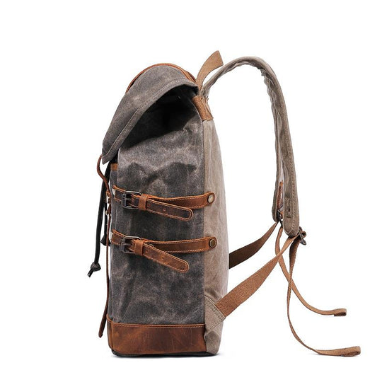 Elandor | Vintage-Rucksack aus gewachstem Canvas und Leder