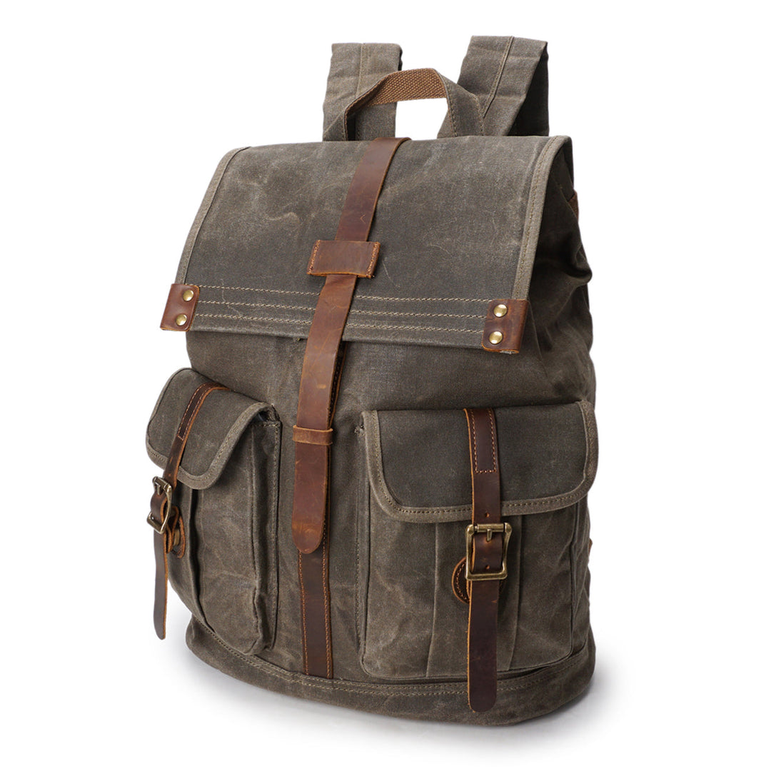 Edric | Vintage-Rucksack aus gewachstem Canvas und Leder