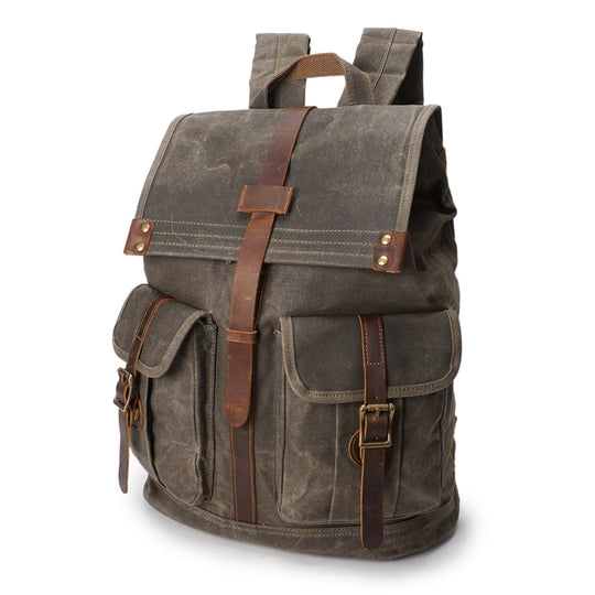 Edric | Vintage-Rucksack aus gewachstem Canvas und Leder