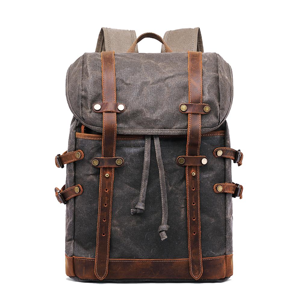 Elandor | Vintage-Rucksack aus gewachstem Canvas und Leder