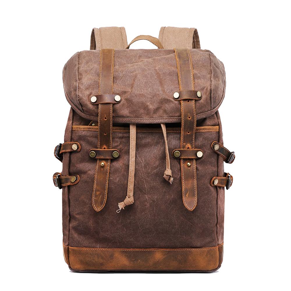 Elandor | Vintage-Rucksack aus gewachstem Canvas und Leder