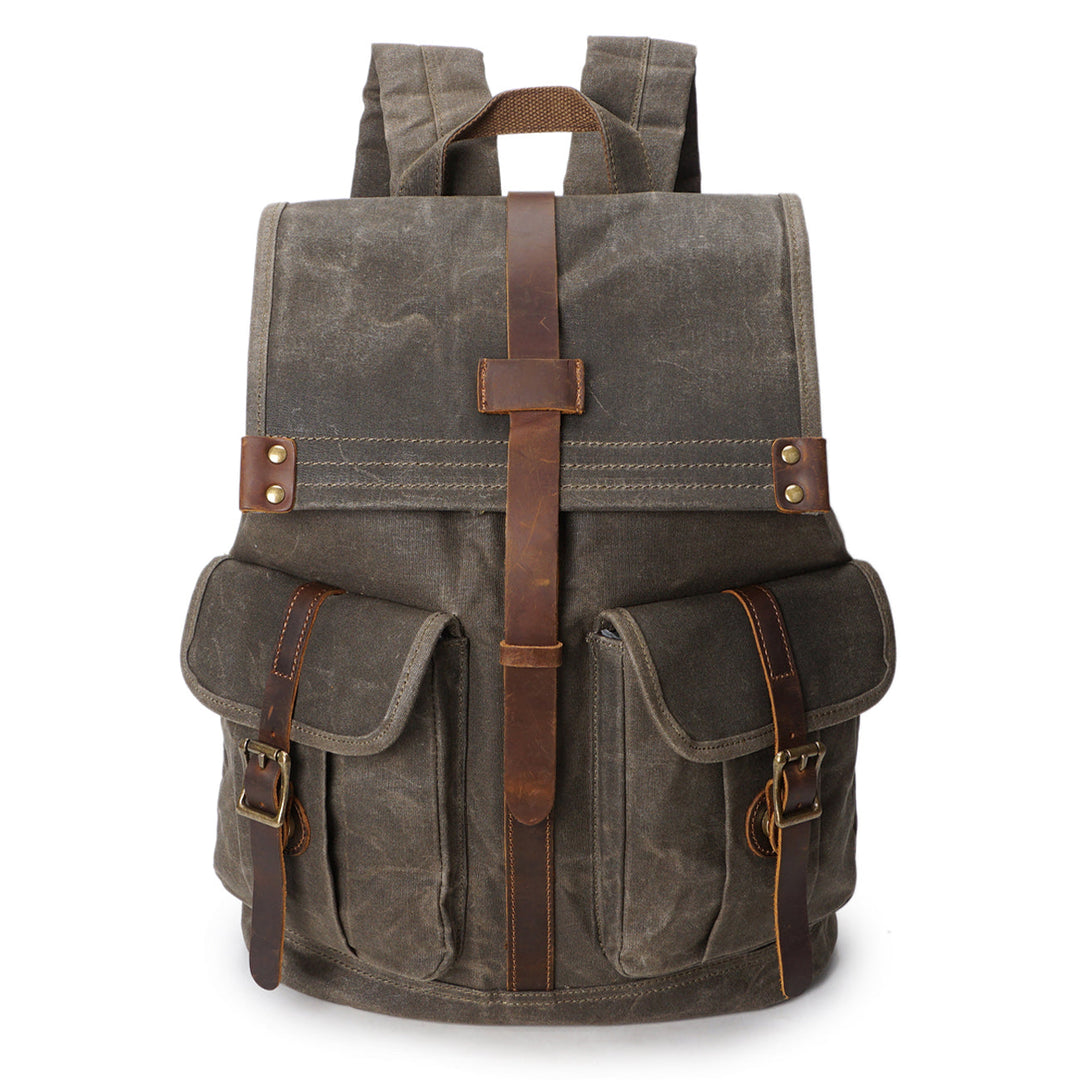 Edric | Vintage-Rucksack aus gewachstem Canvas und Leder
