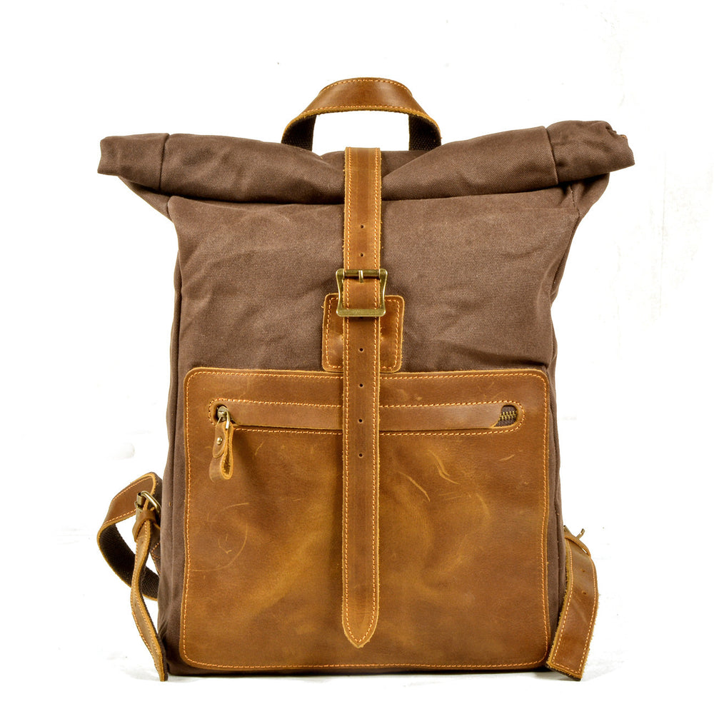 Halden | Vintage Rolltop-Rucksack aus gewachstem Canvas und Leder