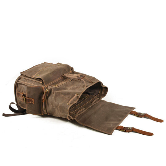 Kaelen | Vintage-Rucksack aus gewachstem Canvas & Leder