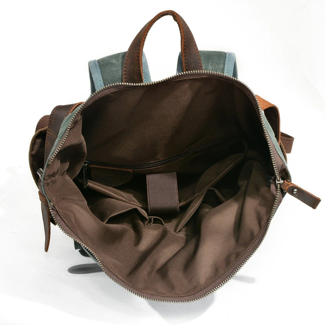 Eira | Vintage-Rucksack aus gewachstem Canvas mit Rollverschluss
