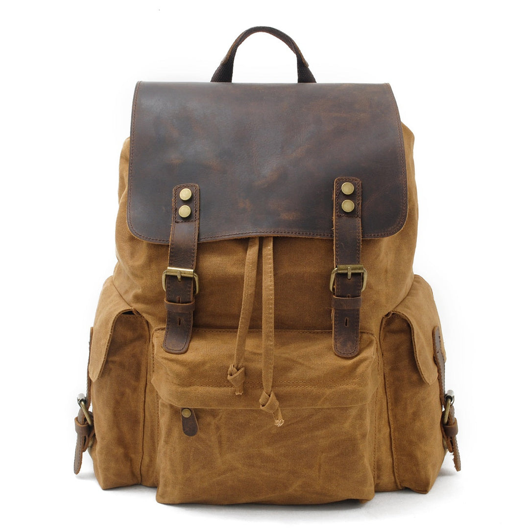 Arven | Vintage-Wanderrucksack aus gewachstem Canvas und Leder