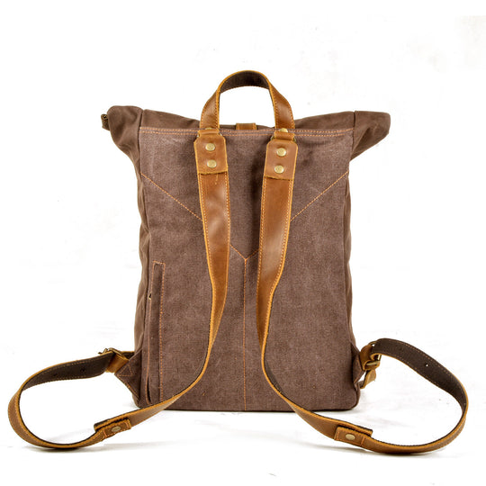 Halden | Vintage Rolltop-Rucksack aus gewachstem Canvas und Leder