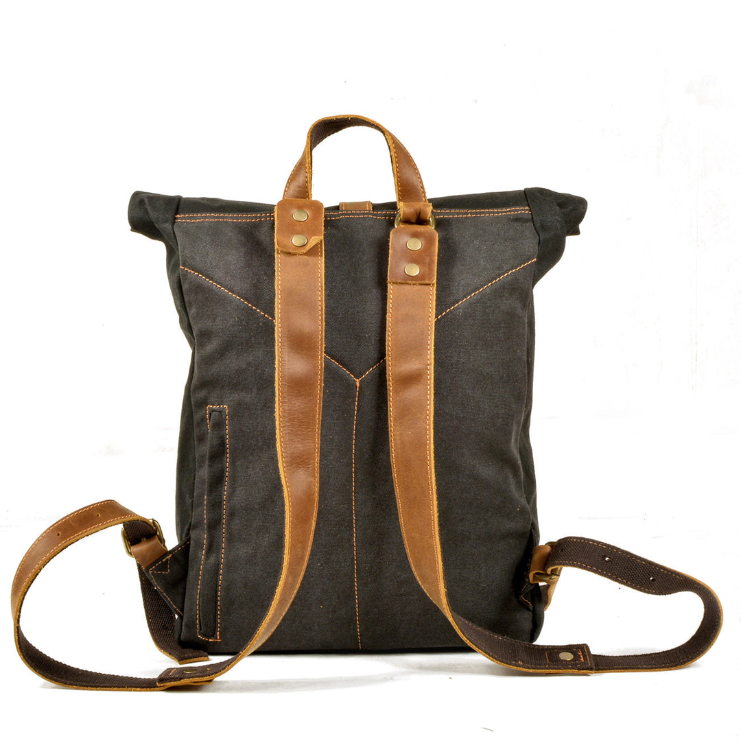 Halden | Vintage Rolltop-Rucksack aus gewachstem Canvas und Leder