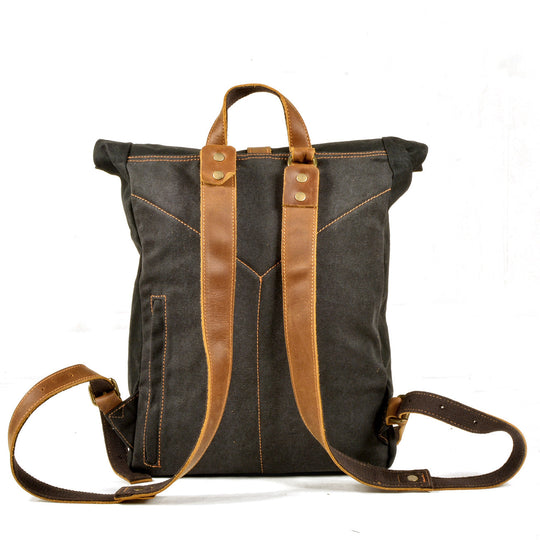 Halden | Vintage Rolltop-Rucksack aus gewachstem Canvas und Leder