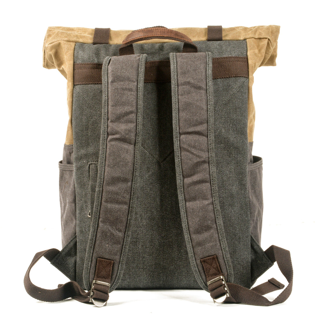 Aelric | Vintage Rolltop-Rucksack aus gewachstem Canvas und Leder