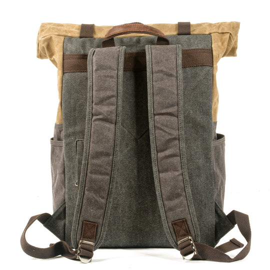Aelric | Vintage Rolltop-Rucksack aus gewachstem Canvas und Leder