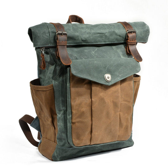 Eira | Vintage-Rucksack aus gewachstem Canvas mit Rollverschluss